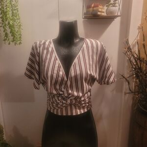 bishop + young Striped Crop Top in White and Black